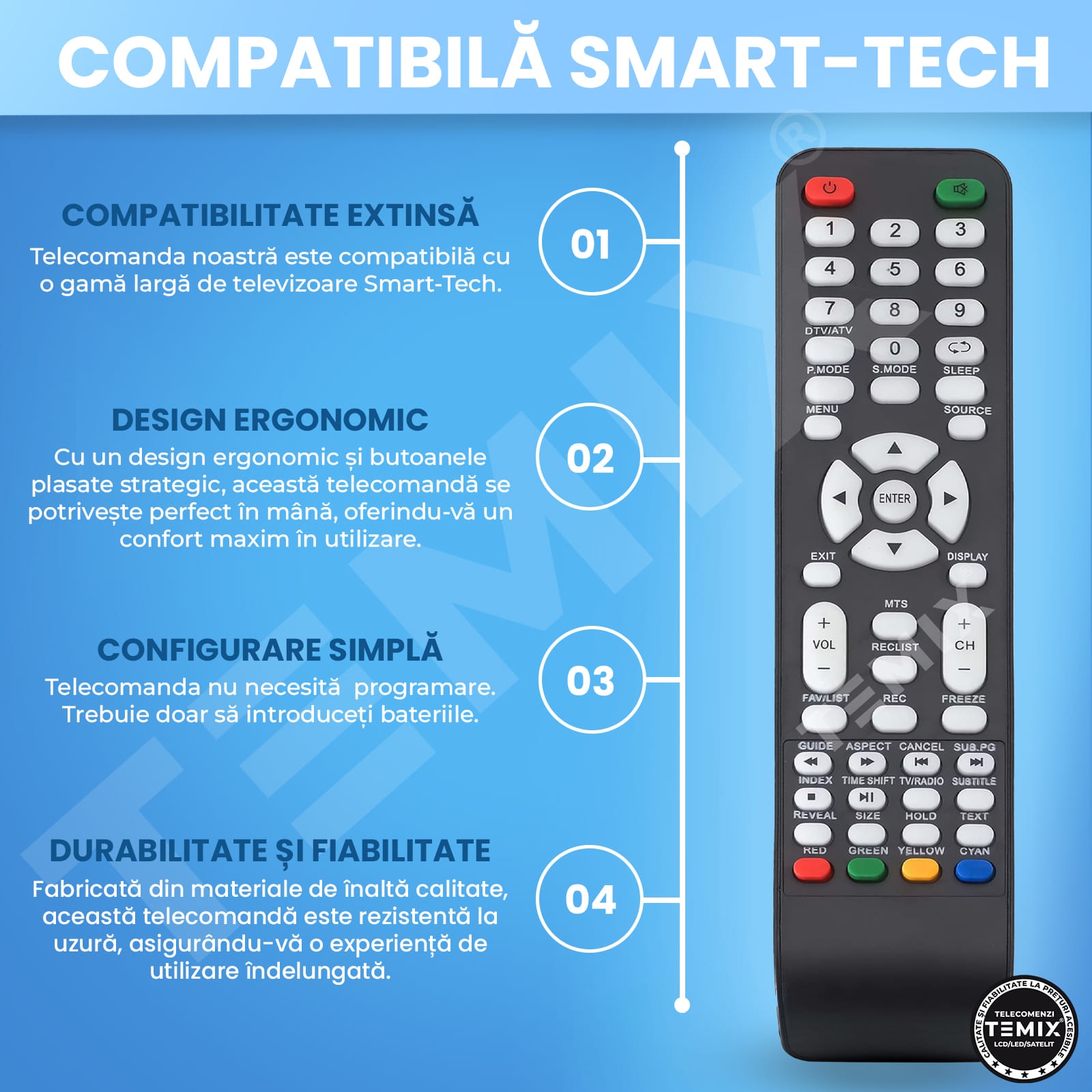 Smart Tech Telecomanda Telecomanda compatibila Smart Tech, seriile LE-2219, LE-2419D, LE-32D7 ...