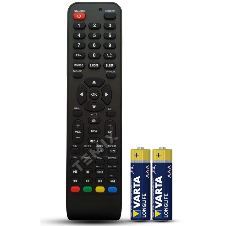 Telecomanda compatibila Vortex, VLED-19CK600, VLED-24CD06, LEDV-28CT800, LEDV-28CK600, LEDV-32CD3A, LEDV-32CK600, LEDV-39CN06, LEDV-40CK308, LEDV-48CN06, TEMIX®, baterii incluse