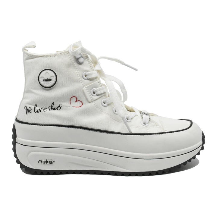 Tenisi high-top Rieker albi din material textil RIK90012-80, Alb