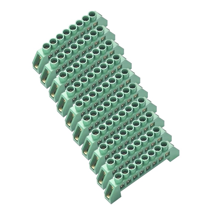 Set 10 bucati bloc terminal electric, verde, 8 orificii
