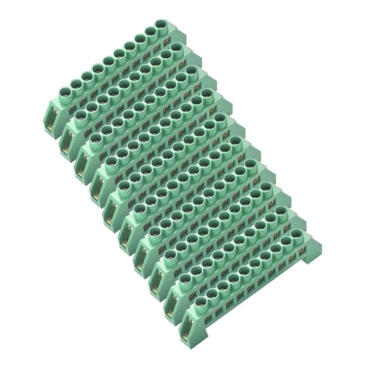 Set 10 bucati bloc terminal electric, verde, 10 orificii