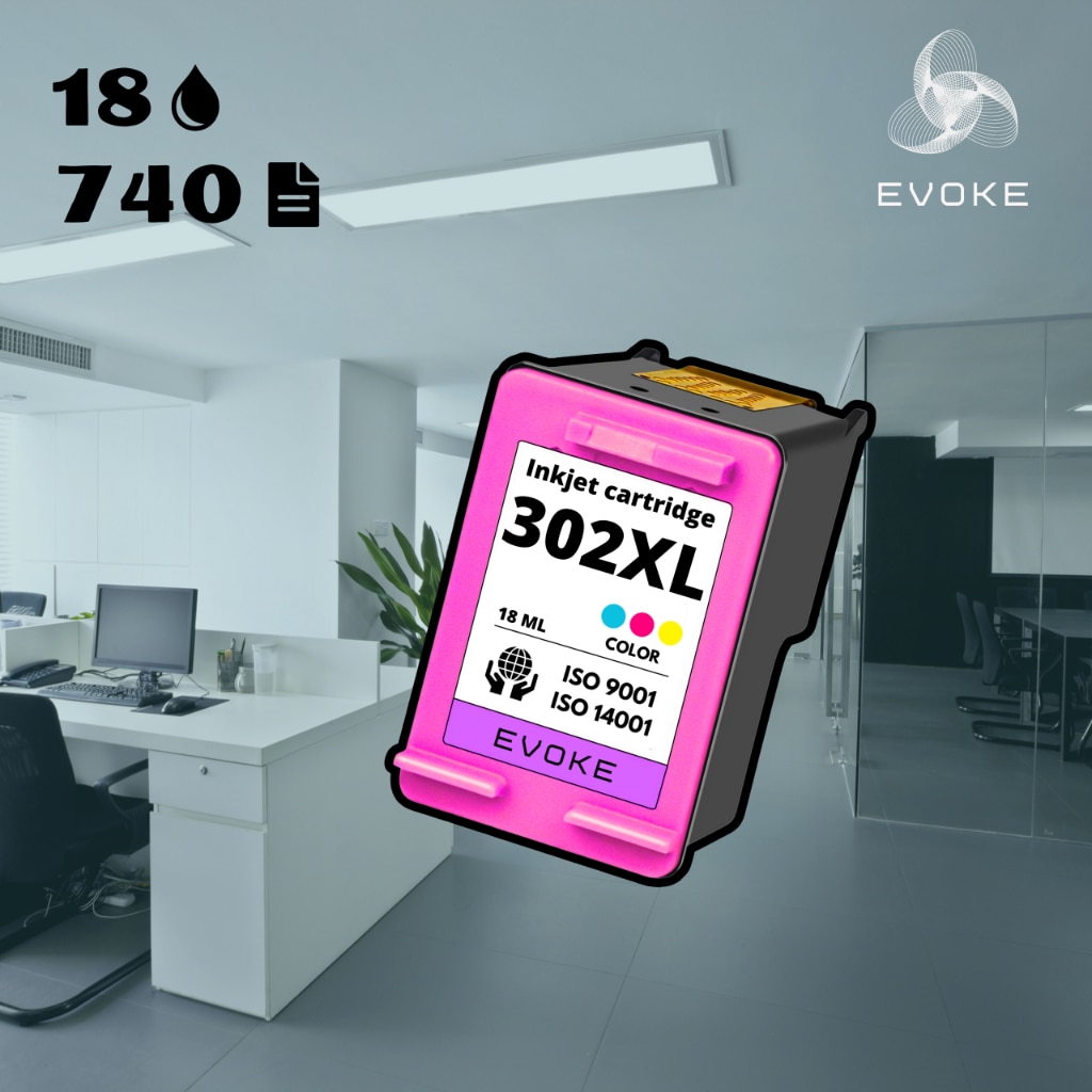 Цветна касета за принтер HP 302 XL, 18 ml, 740 страници, ISO сертификат ...