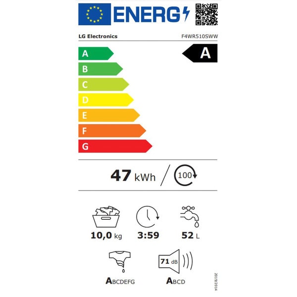 Masina de Spalat Rufe Frontala LG F4WR510SWW, AI Direct Drive, 10 kg, 1400rpm, Clasa A, Alb