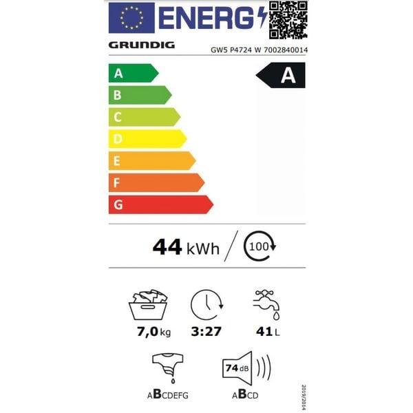 Masina de Spalat Rufe Frontala GRUNDIG GW5 P4724 W, 7 kg, 1200rpm, Clasa A, Alb