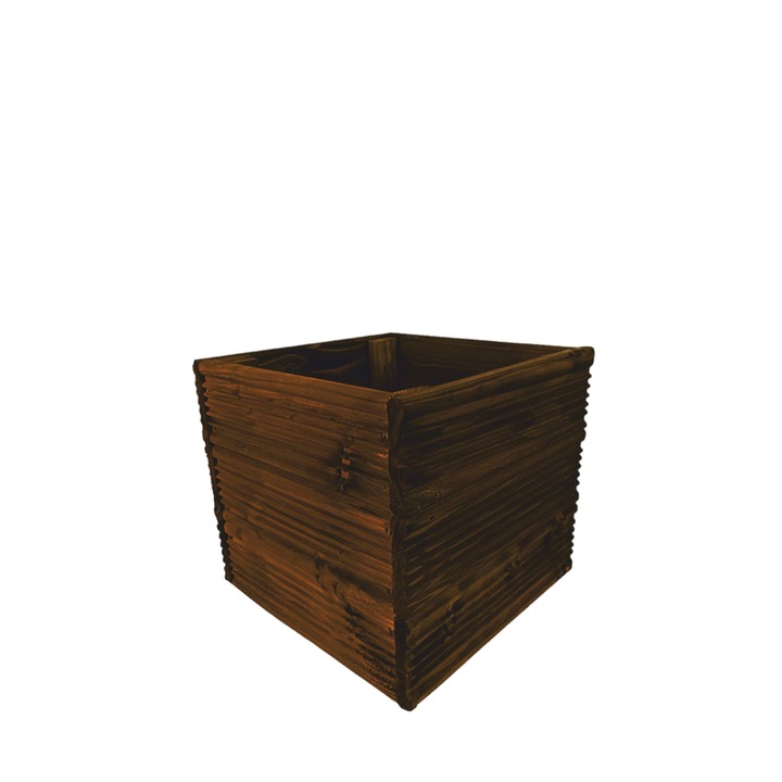 Ghiveci decorativ, Floranica, Lemn, 30x30x28cm, Maro