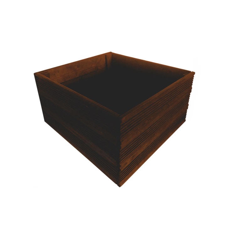 Ghiveci decorativ din lemn, dreptunghiular, maro, 50x54x29cm