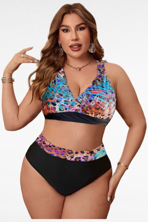 Costum de baie dama, 2 piese, marime mare, negru, Coralia 6360, Negru