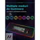 Подложка за мишка, Aurov, за игри с 12 RGB Led осветление, неплъзгаща се, водоустойчива, 70x30 см, черна