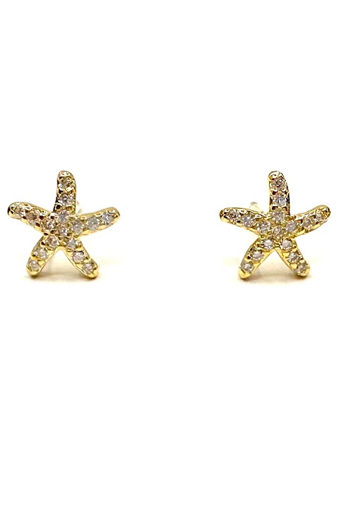 Cercei argint suflat cu aur, stea de mare, Dinuzete