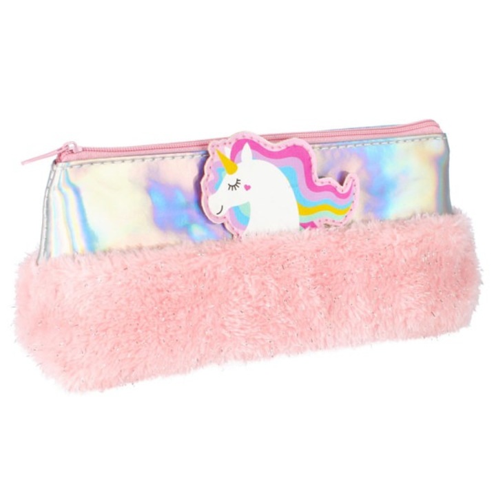 Starpak szőrmés holografikus tolltartó, neszesszer - Unikornis