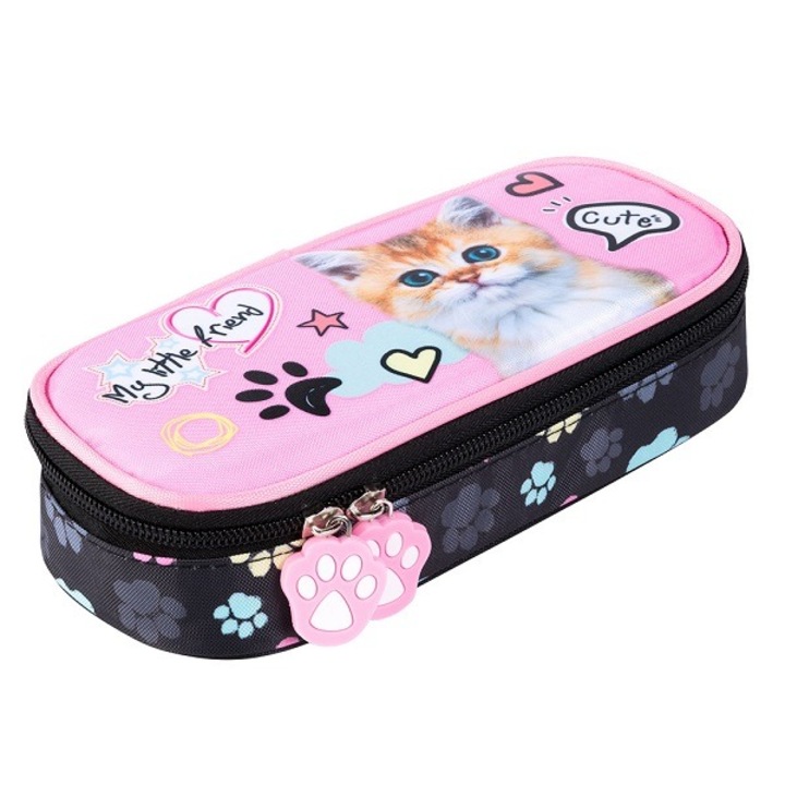 My Little Friend ovális cicás tolltartó - Pink cat