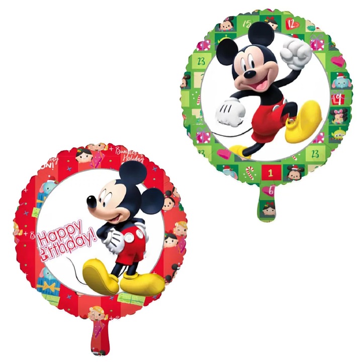 Balon folie Mickey, double sided, rotund, 45 cm
