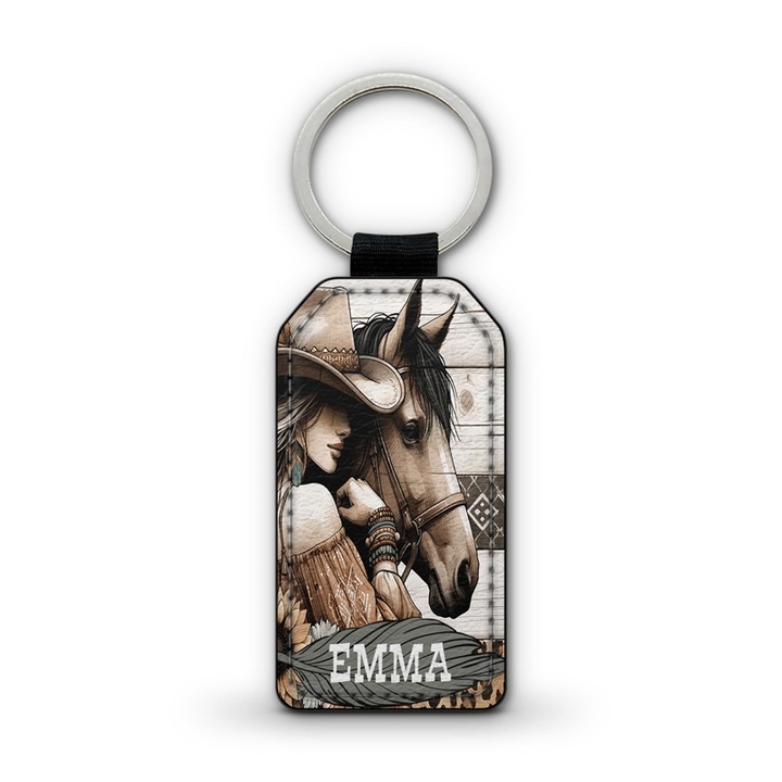 Lovas prémium bőr kulcstartó Emma