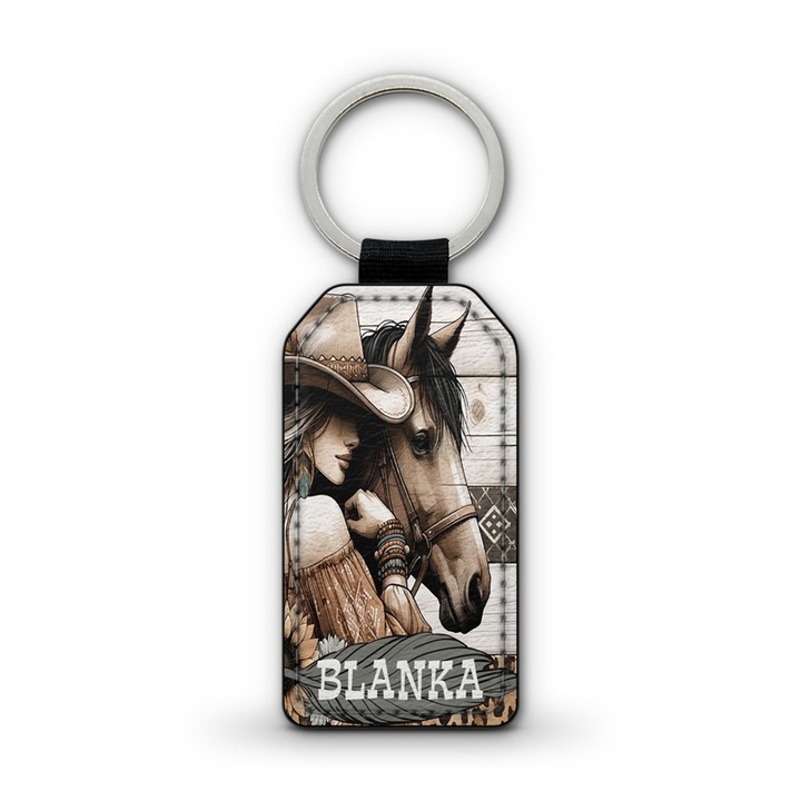 Lovas prémium bőr kulcstartó Blanka