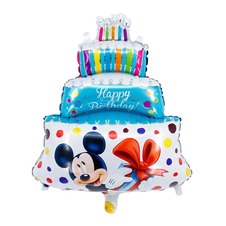 Balon folie figurina Tort Mickey si Minnie, 80 cm, Albastru