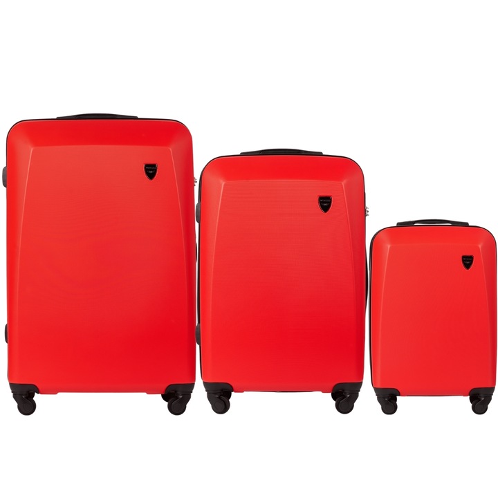 Set Trolere Wings, ABS, 4 Roti, Cifru, W0125 - 3 Piese, Rosu