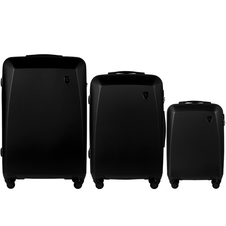 Set Trolere Wings, ABS, 4 Roti, Cifru, W0125 - 3 Piese, Negru
