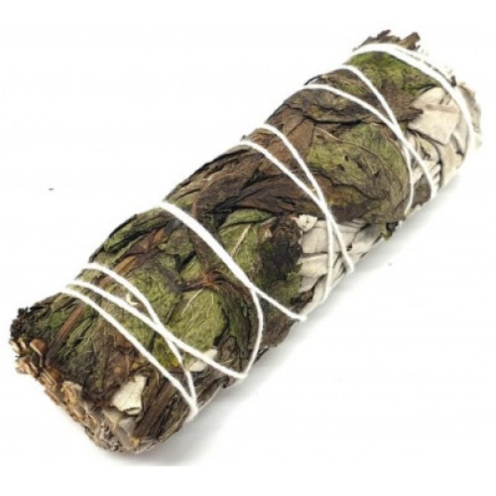 Fehér zsálya és menta füstölő csokor az életerő fokozására