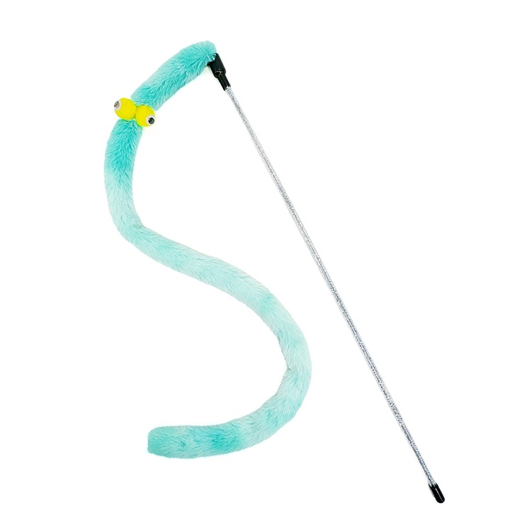 Jucarie pisici, Panza/ PVC, Clopotel, 46 cm, Albastru