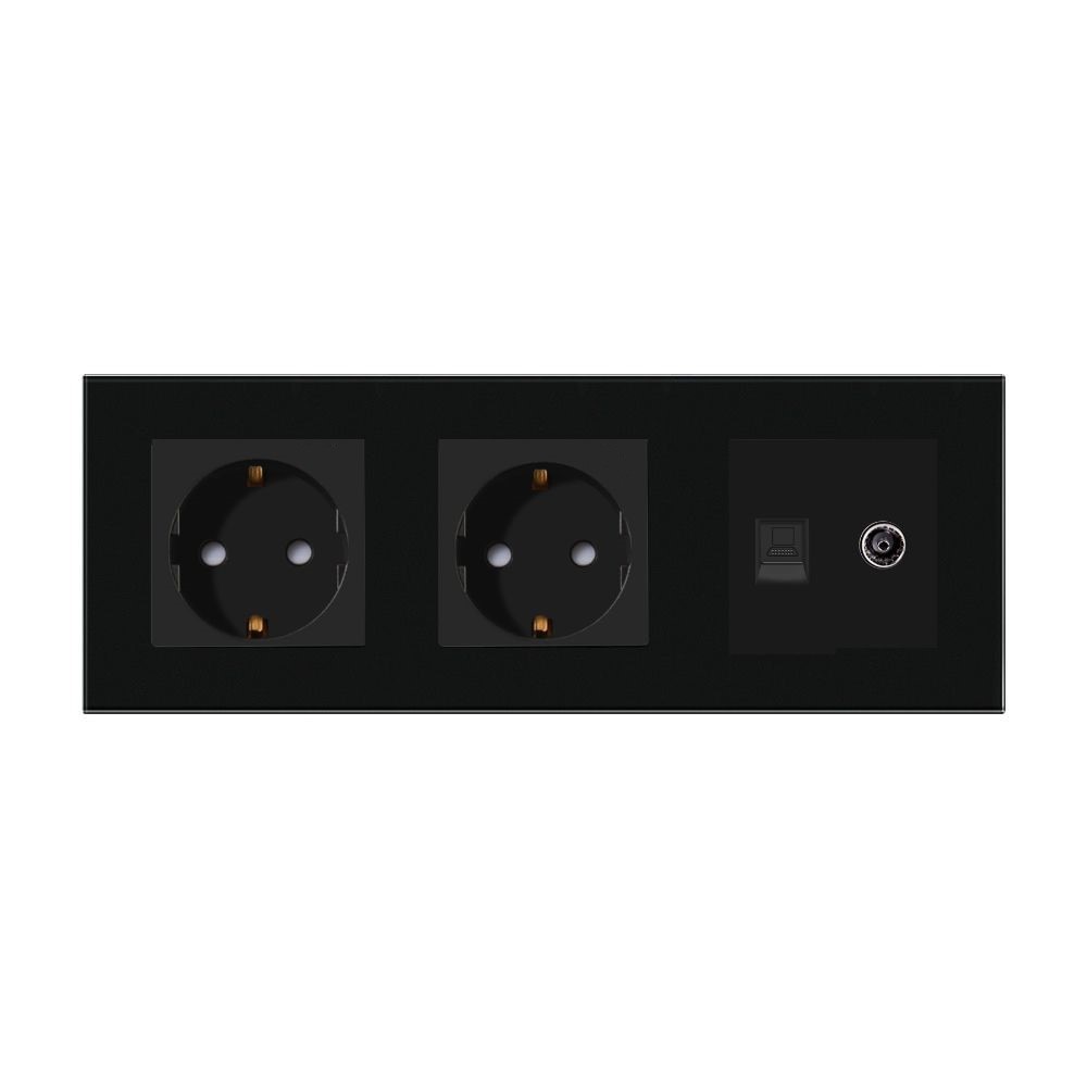 Priza Tripla, 6Module (2+2+2M), 2x Shuko 16A + 1xPriza Internet CAT6 ...