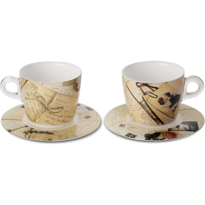 Set 2 cesti cu 2 farfurioare asortate PlexArt 9x6x8 cm - Old Memos