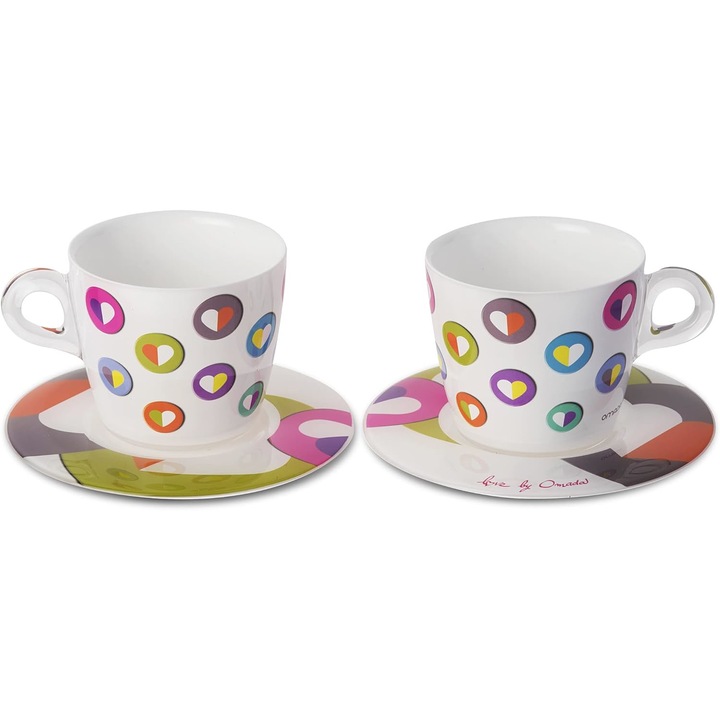 Set 2 cesti cu 2 farfurioare asortate PlexArt 9x6x8 cm - Heart