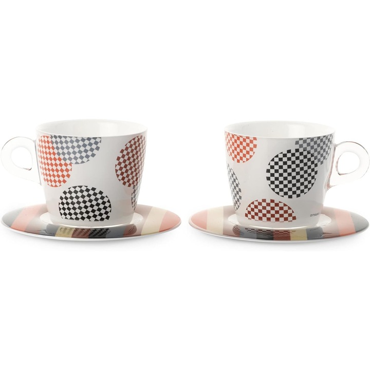 Set 2 cesti cu 2 farfurioare asortate PlexArt 9x6x8 cm - Stone