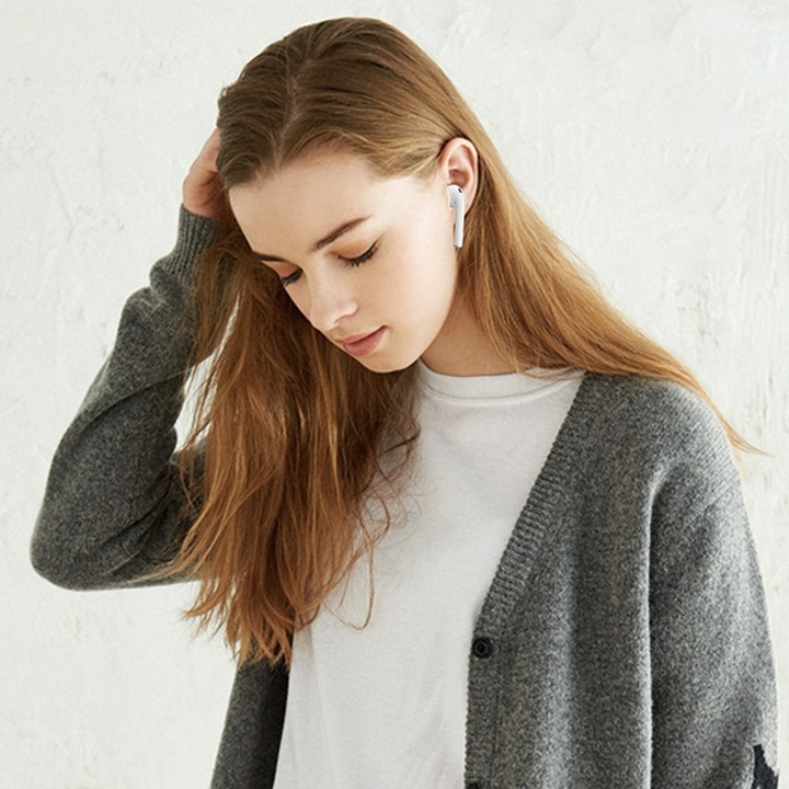 Casti audio Bluetooth wireless, TWS, sport, stereo bilateral, reducere inteligenta a zgomotului, compatibile cu Bluetooth 5.0, usoare, alb