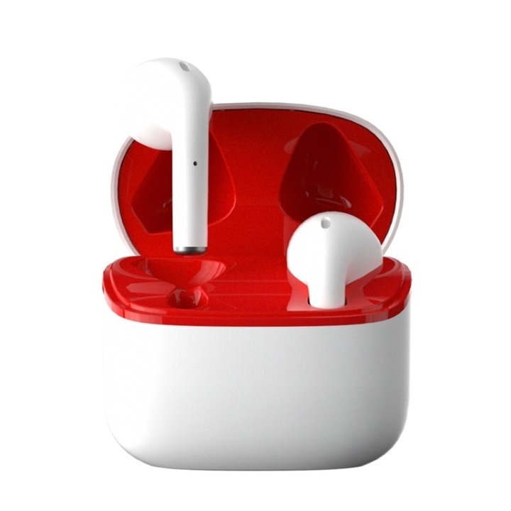 Casti wireless Bluetooth, TWS, control tactil, bas stereo, in ear, Noise canceling, Bluetooth V5.0, inteligent 80, alb