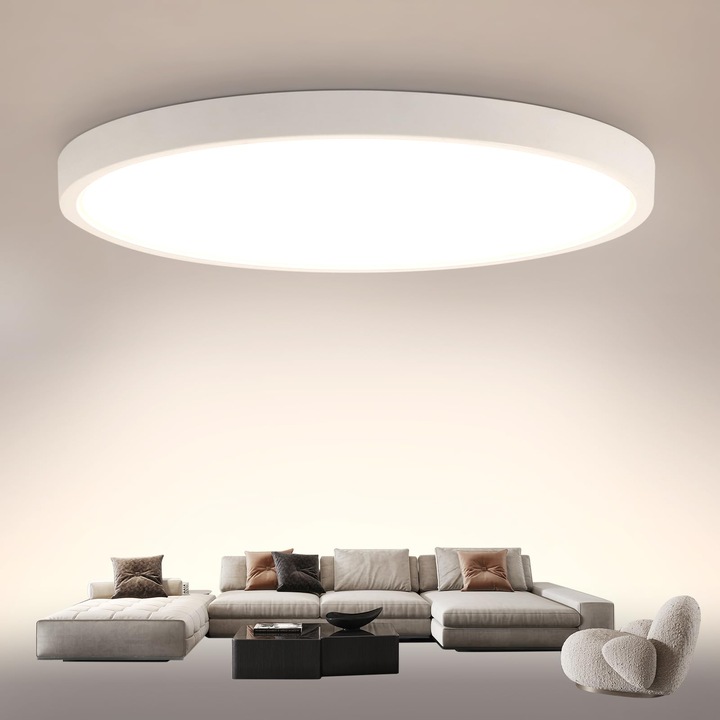 Plafoniera Cu Led-uri, Goeco, Rotund 30cm2.5cm, Neutru 4000k, 24w 220v, Slim White