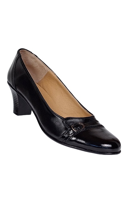 Pantofi dama eleganti , piele naturala , toc de 5cm P7201N, Negru