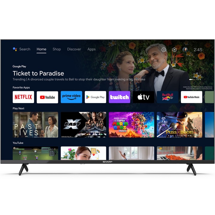 Телевизор SHARP LED 43FH2EA, 43" (108 см), Smart Android, Full HD, Клас E