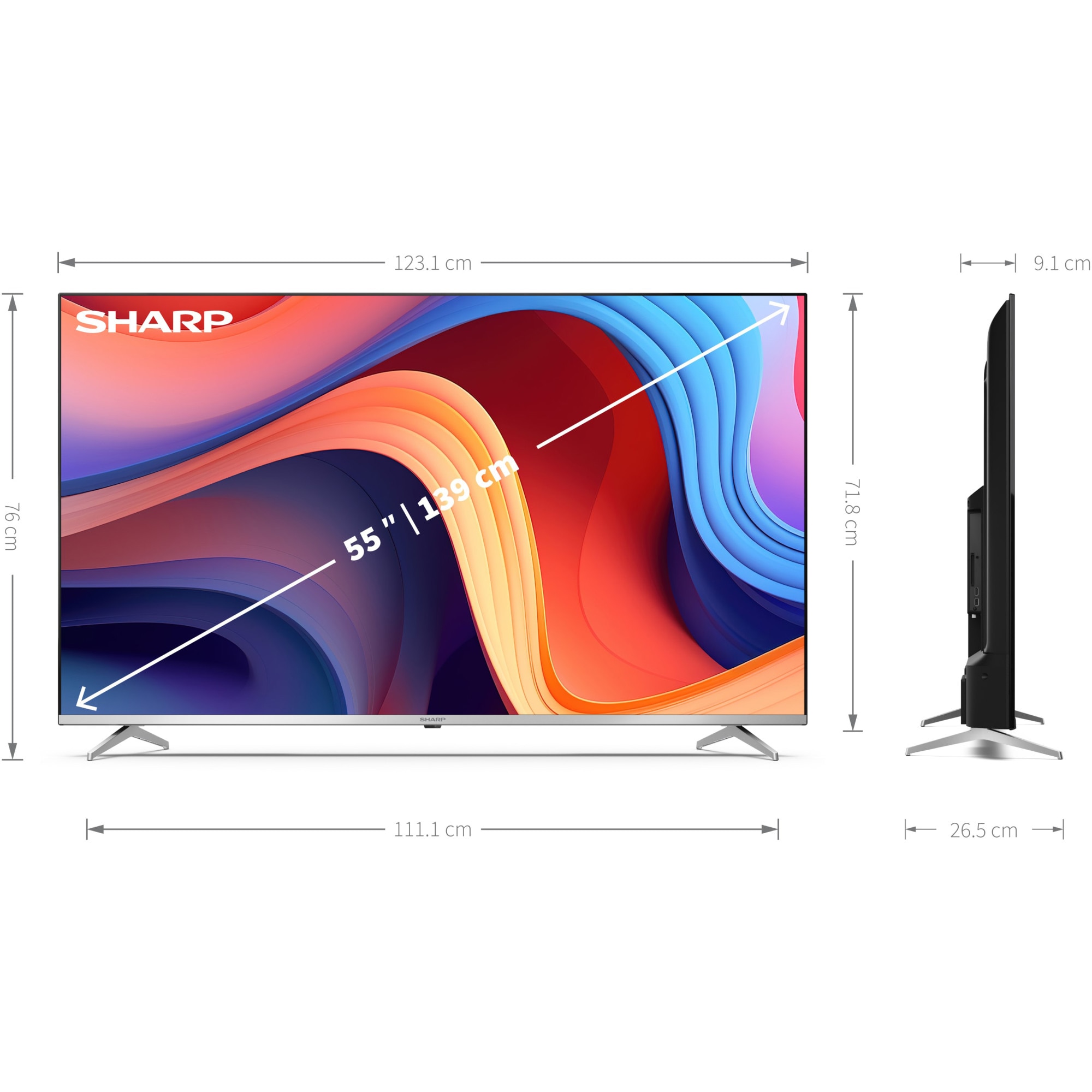 Televizor SHARP QLED 55GP6260E, 139 cm, Smart Google TV ,4K Ultra