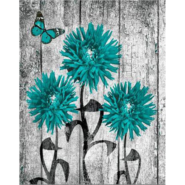 Set de Broderie cu Diamante 5D, model Flori, Panza cu Accesorii DIY, Creatie Pictura cu Numere, VARHHUXHA, 30 x 40 cm