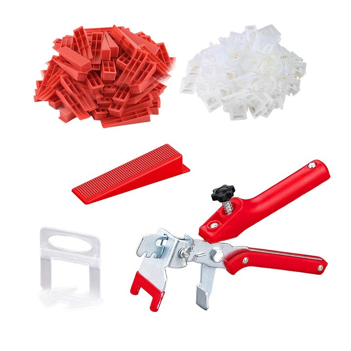 Set de 801 bucati distantiere de nivelare a placilor 3 mm, Rosu