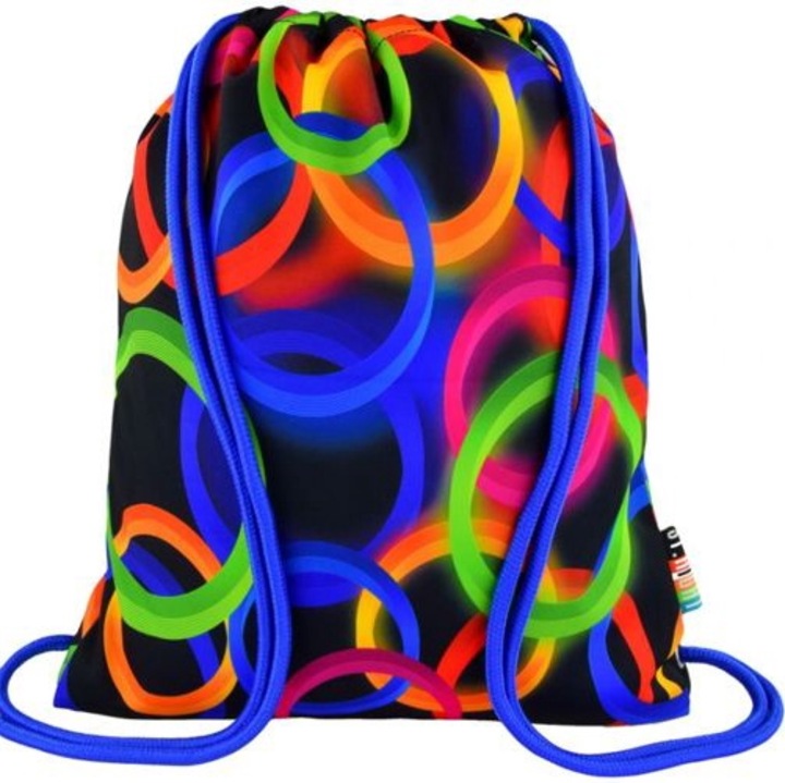 Rucsac fashion St.Majewski CIRCLES, bumbac, 45.5x37cm, cu buzunar exterior