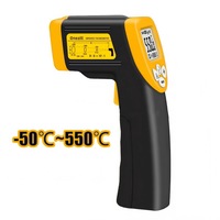 Termometru digital cu infrarosu, -50℃ la 550 ℃, Fara contact, pentru suprafete si obiecte, Galben