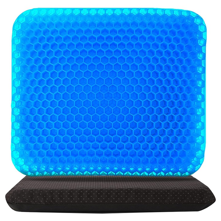 Perna scaun auto, Gel, Design ergonomic, 37×35×3cm, Albastru