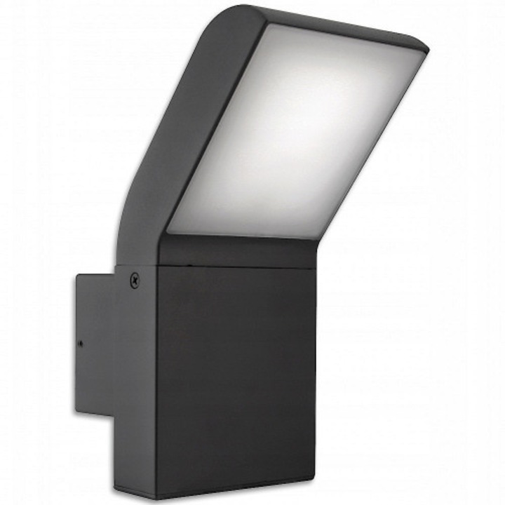 MasterLED kültéri fali lámpa, integrált LED, 12W, 550lm, IP54, RAL 7021, 230x165x100mm