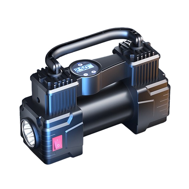 Pompa de aer auto, Polipropilena, Incarcare/Oprire automata, Durabila, 23×16×10cm, Negru