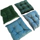 Комплект от 4 декоративни възглавници за кухненски или терасен стол с размери 40х40х3см, цветове зелено/тъмно синьо