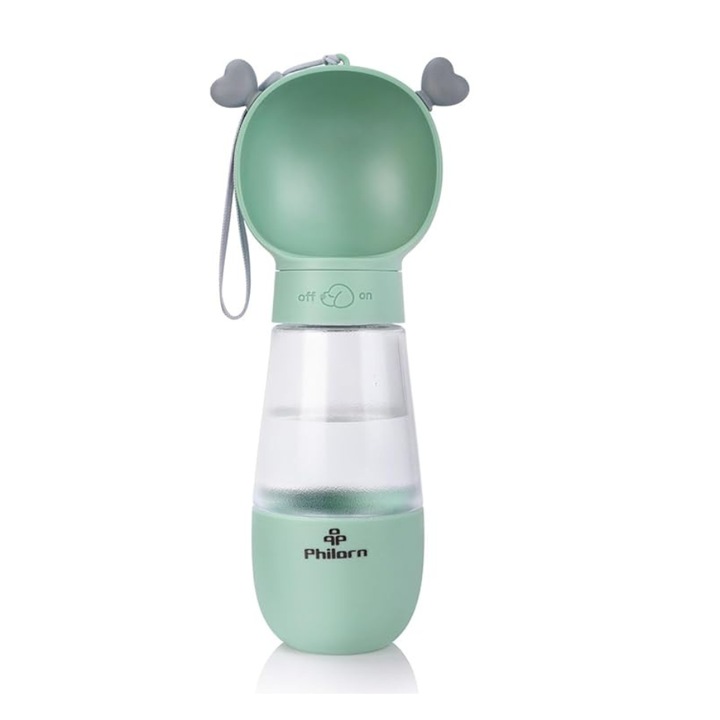 Philorn hordozható vizes palack kutyáknak, 350 ml-es és 200 ml-es táptartály, zöld