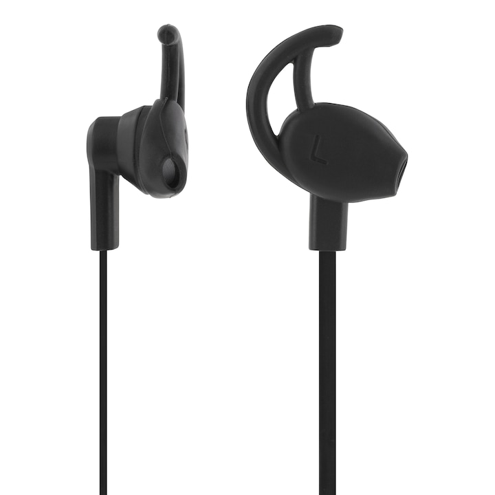 Casti sport in-ear STREETZ E120 cu telecomanda pe fir, mufa 3, 5mm, microfon, negru