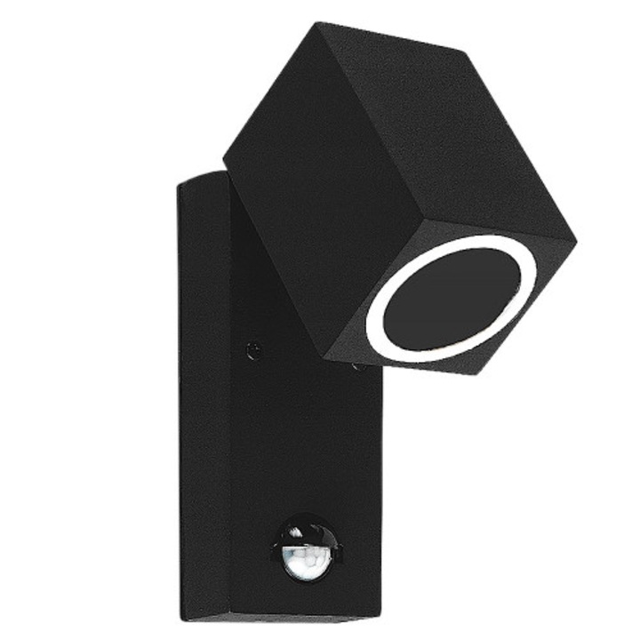 MasterLED fali lámpa mozgásérzékelővel, GU10, IP44, fekete/szürke, 95x66x150mm