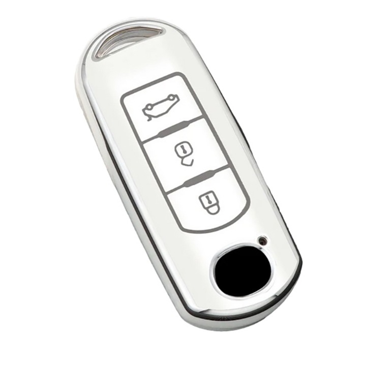3 gombos fehér kulcstartó Mazda 2 3 6 Atenza Axela Demio CX-5 CX5 CX-3 CX7 CX-9 2015 2016 2017 2018 2019 típushoz