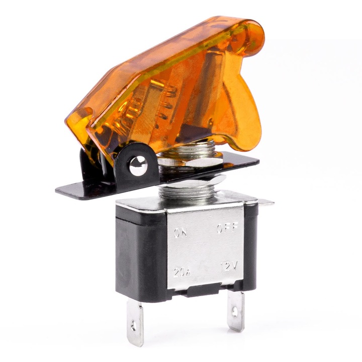 Világító kapcsoló védelemmel, autóhoz, motorkerékpárhoz, ATV, SSV, Off-Road, "TOP GUN" modell, feszültség 12V - 24V, Narancs szín