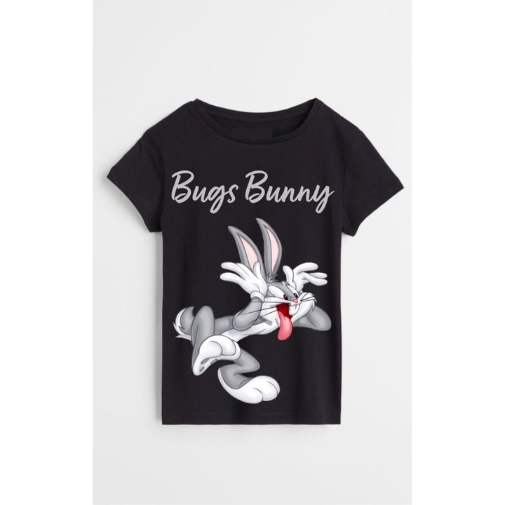 Fekete pamut gyerekpolo, szemelyre szabott Bugs Bunny M3, Fekete