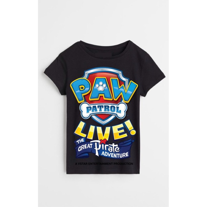 Fekete pamut gyerekpolo, szemelyre szabott Paw Patrol M5, Fekete