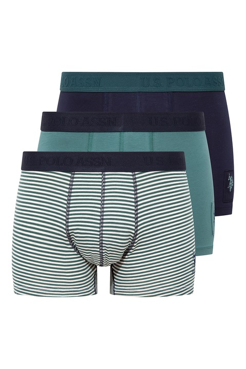 U.S. Polo Assn., Set de boxeri din amestec de bumbac - 3 perechi, Alb/Verde persan/Bleumarin, S