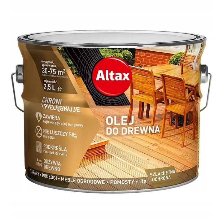 Ulei protector pentru lemn Altax, castaniu, 2,5l, rezistent la UV, impermeabil